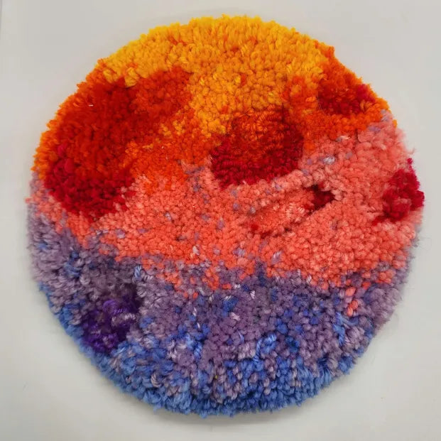 Sunset Moon-Inspired 7" Tufted Plant Mat with Cork Backing