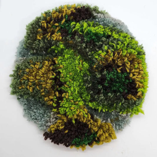 Mossy Stone-Inspired 7" Tufted Plant Mat with Cork Backing