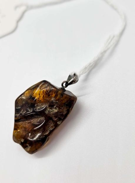 Multi Color Freeform Dominican Amber Pendant B