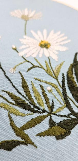 Daisy Dreamweave Elegance Embroidery Wall Hanging