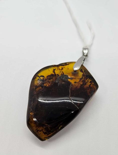 Multi Color Freeform Dominican Amber Pendant A