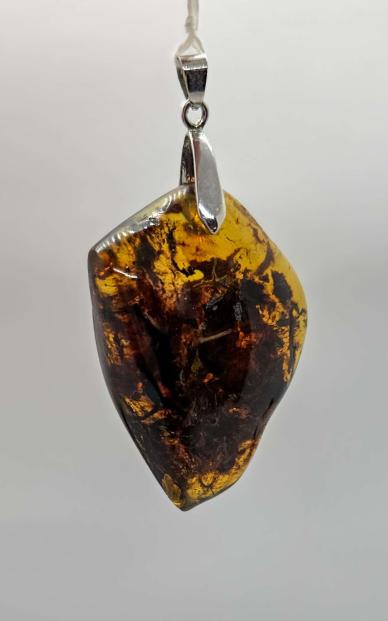 Multi Color Freeform Dominican Amber Pendant A