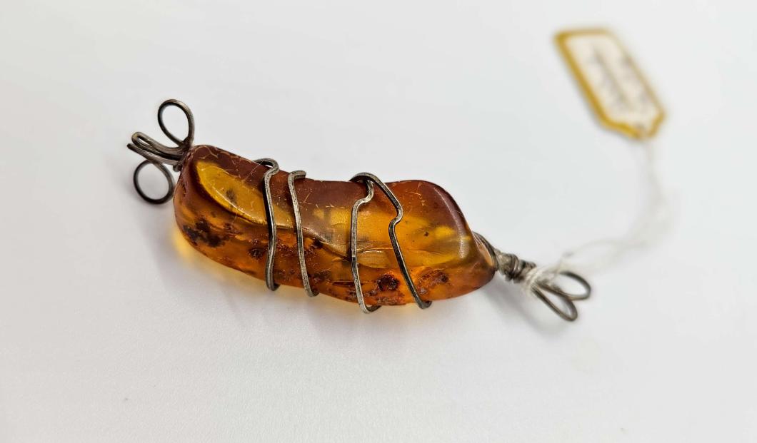 Wire Wrapped Amber Pendant B