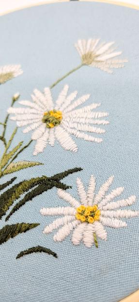 Daisy Dreamweave Elegance Embroidery Wall Hanging