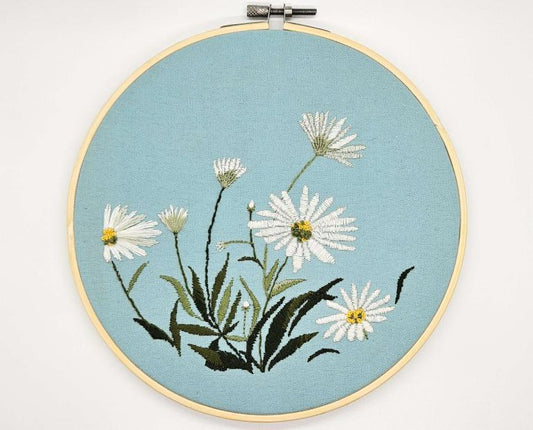 Daisy Dreamweave Elegance Embroidery Wall Hanging